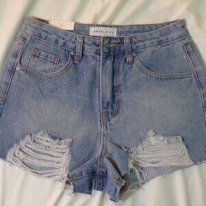 Angel Kiss cut off gem studded Denim Shorts size 1 Juniors